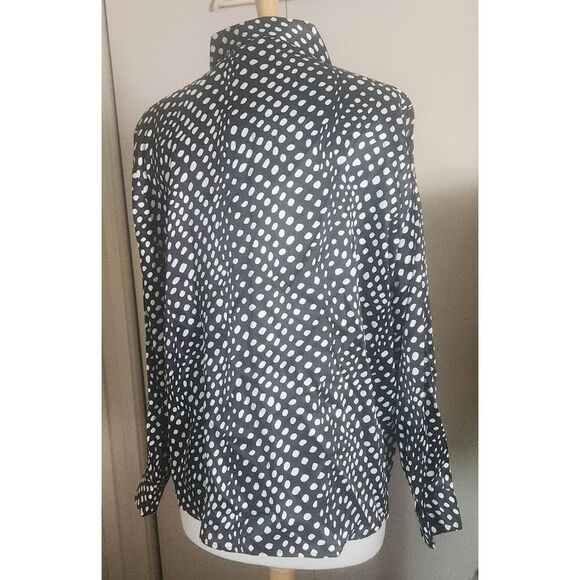 Kathie Lee Woman black and white polka dot button up blouse, NWT - Picture 6 of 7